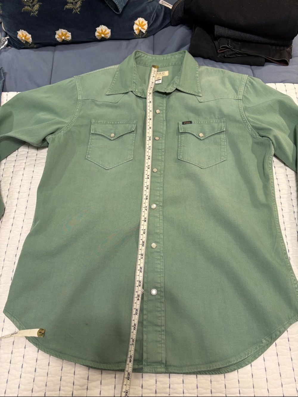 Polo by Ralph Lauren denim supply garment dyed Green Western Shirt - Picture 3 of 8
